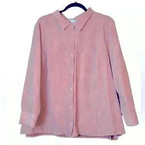 Catherines Blush Pink Long Sleeved Faux Suede Button Up Collared Shirt Size 3XWP